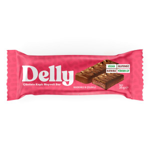 Delly Glutensiz Çikolata Kaplı Badem & Çilekli Bar 40G
